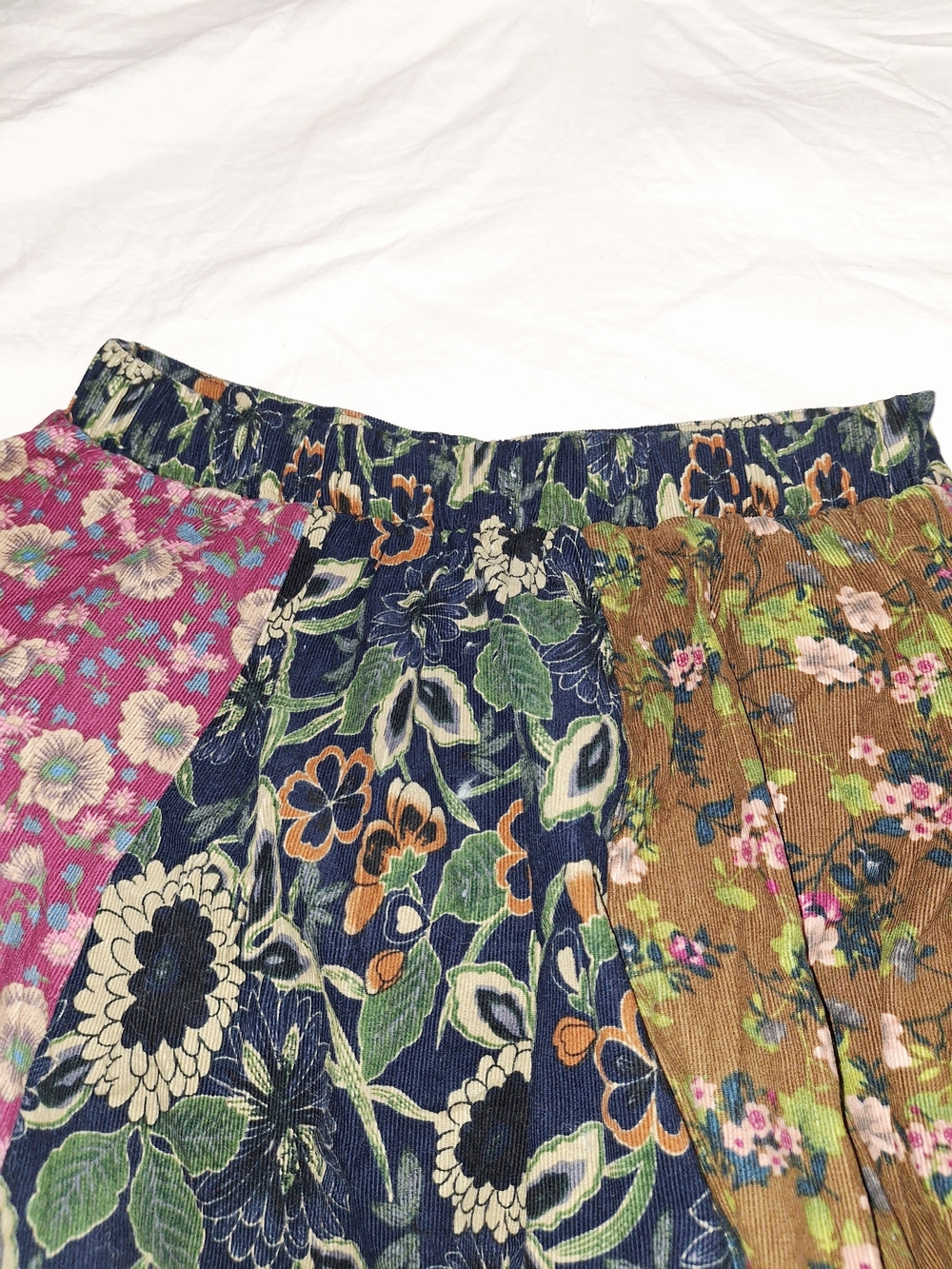 NATURAL LIFE Patchwork Floral A-Line Maxi Skirt Boho Fedtival Corduroy Nwt - Picture 3 of 5